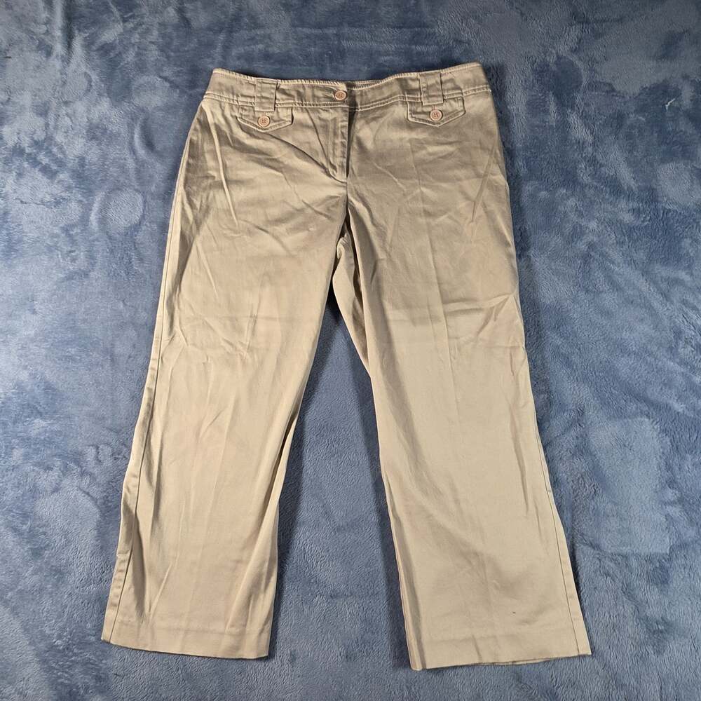 New York & Company Women’s Size 14 Beige Khaki Stretch Cropped Pants Capris